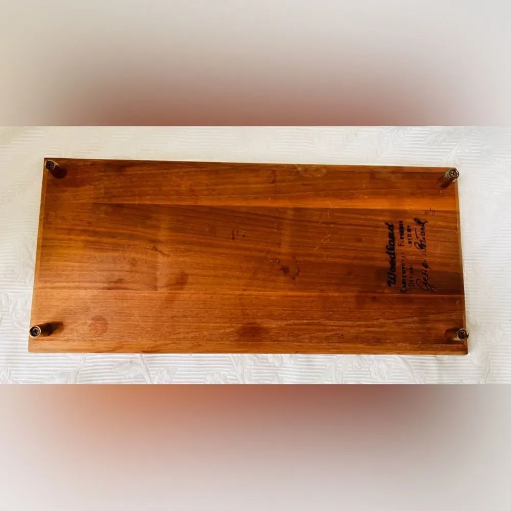 George Briar Teak Wood & Tile MCM‎ Ceramic Serving Tray Charcuterie Board Vtg